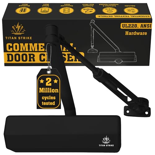 Image of TS8000 Commercial Door Closer, Hold-Open Arm (Black) | Heavy-duty; ANSI Grade 1, UL Certified, ADA Compliant; 44-330 lb / 30-60 in; spring 1-6; 2M-cycle tested; indoor /outdoor