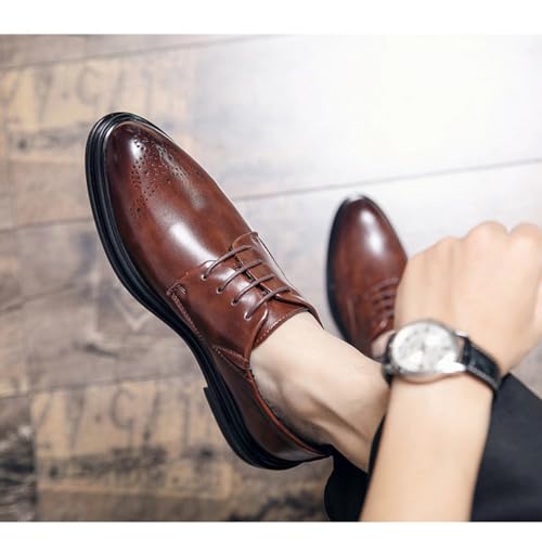 Men's Brogues Classic Oxfords Formal Business Wingtip Lace Up Dress Shoes for Evening Wedding Party Uniform3