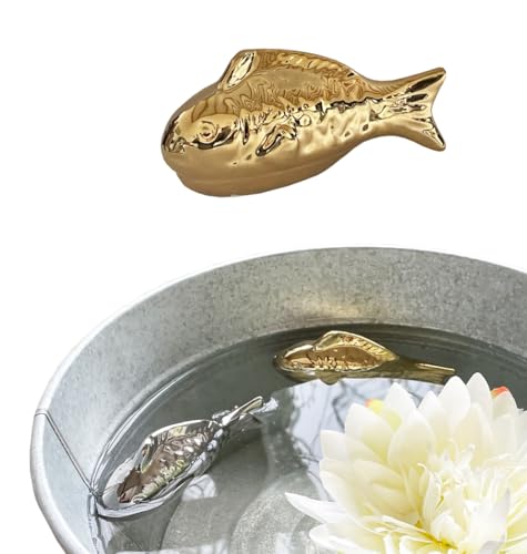 itsisa Teichdeko Schwimm Fisch Gold 16 cm aus Porzellan schwimmend...