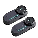 FreedConn T-COMVB Motorcycle Bluetooth Headset 3 Riders 800M Helmet Communication Intercom System with FM Radio for Motocross Motor Bike Skiing （2 Units）
