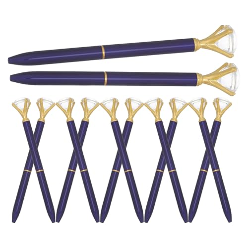 Stylo à bille métal anti-bavure à cristaux pour écriture propre, pack de 12