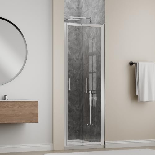 Image of 24-26 inch W x 72 inch H Pivot Shower Door, 3 /16 inch(5mm) Glass, Polished Chrome