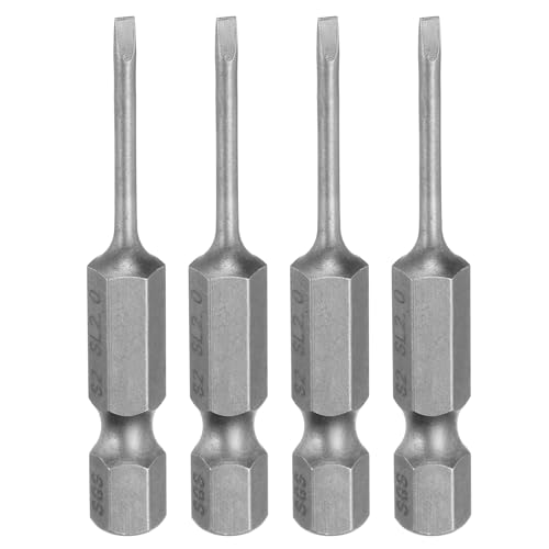 Image of sourcing map 4pcs SL2 Slotted Screwdriver Bits 2mm Slotted Tip 1/4" Hex Shank 50mm (2") Long Magnetic Flat Head S2 Steel Screw Driver Drill Bits Industrial Power Screwdriver Bit
