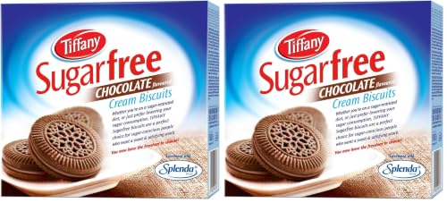 Image of Tiffany Sugar Free Chocolate Cream Sandwich Biscuits, 162g | Healthy Snacks for Diebetic | Sweetened With Splenda (Pack of 2)
