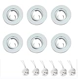 ECHENLED Pack of 6 pcs EC1511-4 LED Downlight Fixture Housing MR16 Cut Out Size: 2.8inch GU5.3 Metal Trimless Recessed Round Frame (White)