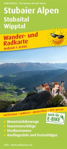 Produktfoto von Stubaier Alpen, Stubaital, Wipptal: Wander- und Radkarte mit Ausflugszielen & Freizeittipps, wetterfest, reißfest,&hellip;