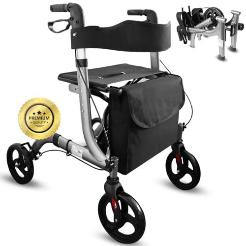 OrtoPrime Rollator leicht faltbar – Rollator mit Sitz & Rückenlehne, 4-Rad für Wohnung & Outdoor, Gehhilfe Senioren mit Bremse & Gehstockhalter, leichtgewichtrollator faltbar OrtoPrime Rollator leicht faltbar – Rollator mit Sitz & Rückenlehne, 4-Rad für Wohnung & Outdoor, Gehhilfe Senioren mit Bremse & Gehstockhalter, leichtgewichtrollator faltbar