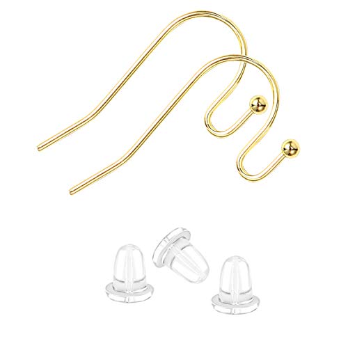 Earing Hooks 14K Gold Plated Hypoallergenic Ear Wires for Jewelry Making （200 PCS Earrings...