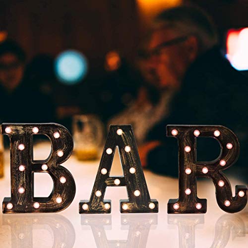 Vintage Bar Sign, Illuminated Bar Sign With Lights Light Up Bar Letter Lights, Lighted Bar Signs For Home Bar Marquee Letters Lights Retro Bar Cart Accessories Decor For Party Christmas Wedding Events #TOP3