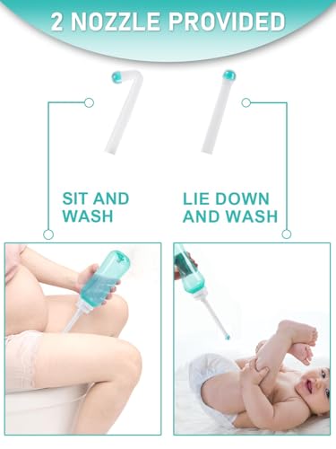 Po Dusche 500ML,Podusche mit Taste,Popodusche mit Doppeldüse,Portable Bidet,Peri Bottle Intimdusche Wochenbett Frau,Toilette Wasserdichtes