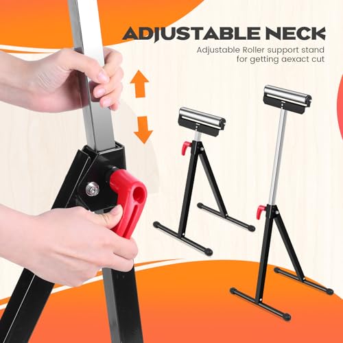 Tandefio 2 Pack Folding Roller Stand 198 LB Height Adjustable Roller Support Stand 27-43 Inch, Heavy Duty Load Capacity, Outfeed Woodworking, Black