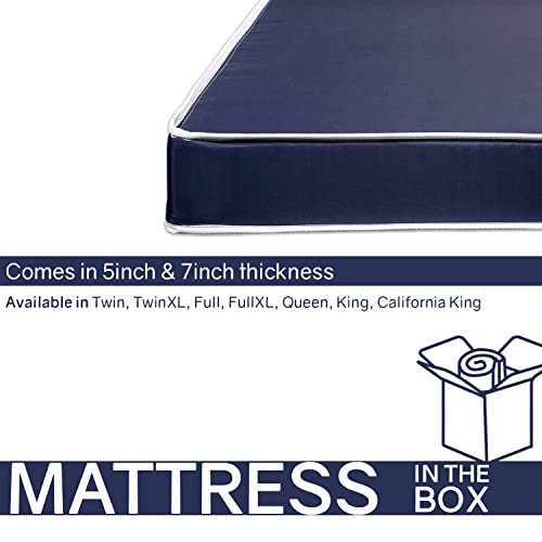 Treaton, 5-Inch Medium Firm Water Resistance Nylon Vinyl Dual Sided Mattress, Noiseless, Soft Cloud Feeling, Body Heat Reflection, Good For Hospital And Camp, Twin, Blue #TOP6