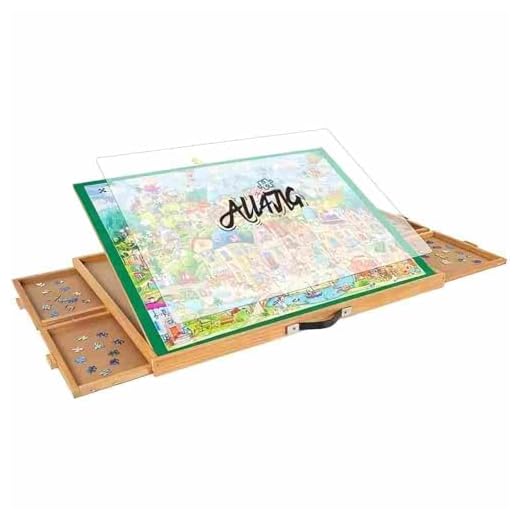 ALL4JIG Adjustable Jigsaw Puzzle Board with 4 Drawers & Cover - 3-Tilting-Angle Jigsaw Wooden Puzzle Table for Adults 25"x34"Jigsaw Portable Puzzle Table Top Easel (MEDIUM-1500)