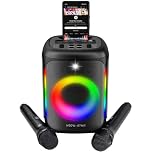 Vocal-Star VS-275 Karaoke Machine with 2 Wireless Microphones, Portable Bluetooth Speaker with phone holder, 80w Speaker, Light Effects, Records Singing, TWS, AUX, Rechargeable