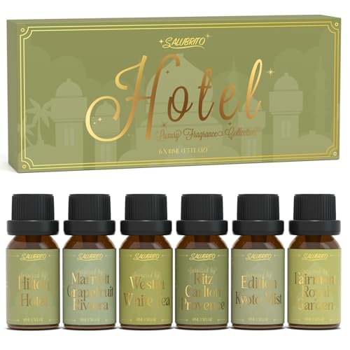 SALUBRITO Luxury Hotel Fragrance Oil Set for Diffuser, Premium Essential Oil - Inspired by Classic Hotel Scents Re-Imagined, Gift for Women and Men