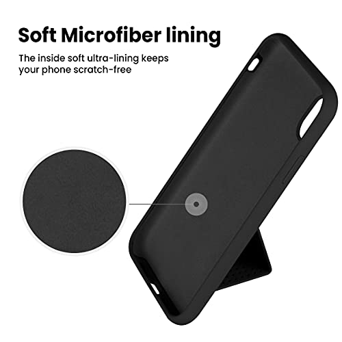 Laudtec Silicone Iphone X/Xs Case With Stand/Kickstand,Vertical And Horizontal Stand Hand Strap Metal Kickstand Case For Iphone X/Xs (Black) #TOP4