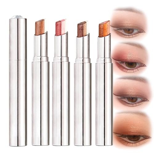 Sombra de Ojos en Barra Roseionly Resistente al Agua con Degradado Brillante, Sombra de Ojos en Barra con Degradado de Brillo de Tres Colores, Resistente al Agua y de Larga duración.(4pcs)