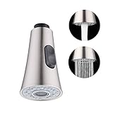 KES Kitchen Sink Faucet Head 2-Function Pull Out Spray Head with Check Value Replacement Part G 1/2 Connections Brushed Nickel, KES-PFS2-2