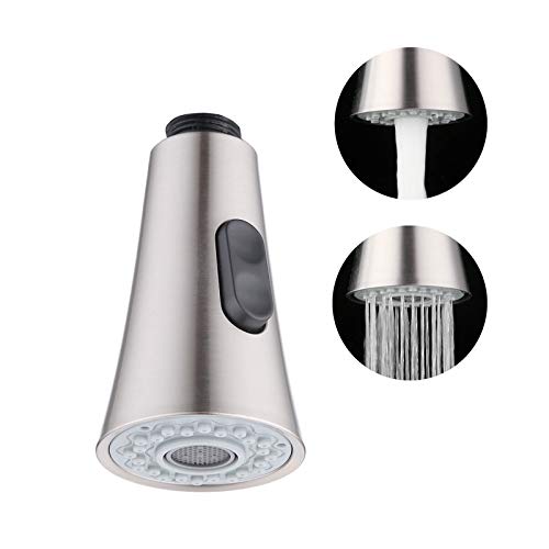 KES Kitchen Sink Faucet Head 2-Function Replacement Pull Down Kitchen Sprayer Pull Out Spray Head with Check Value G 1/2 Connections Brushed Nickel, PFS2-BN-KES