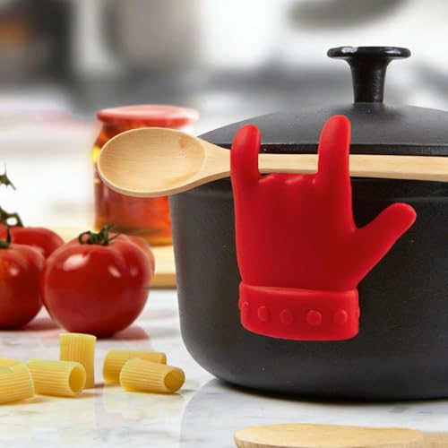 Miniatura 4 de Smaoqingji Soporte De Cucharón Reposatapas - 1 Unidad, Rojo, Soportes Para Cucharas Silicona, Apto Para Todo Tipo De Ollas, Cucharas, Pinzas, Tenedores Y Otros Utensilios De Cocina