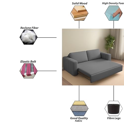 Image of Cisco 3 Seater Sofa Cum Bed for Home & Living Room (Dark Grey Fabric) | Modern Premium Fabric Sofa Set | Comfortable Convertible Sofa Bed | Furniture for Home, Office & Living Room