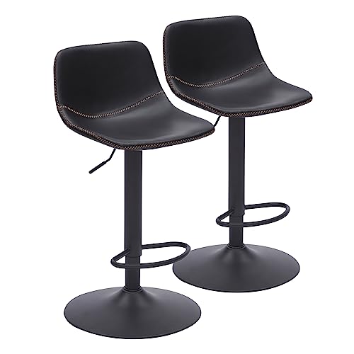 Adjustable Bar Stools Set of 2, Mid Century Modern Swivel Bar Stools