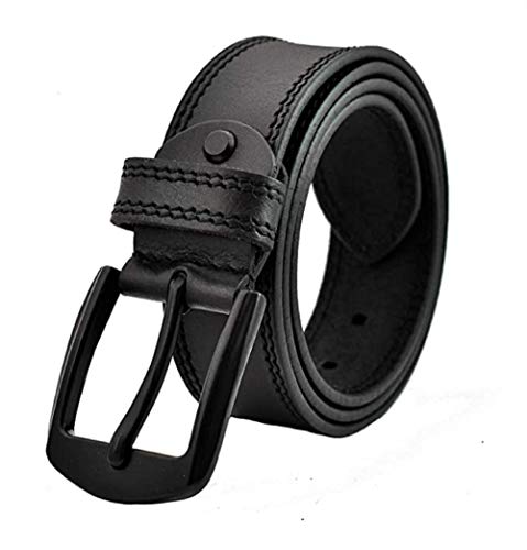 Mens Leather Belt with Double stitched 35 mm Width Mate Black Buckle