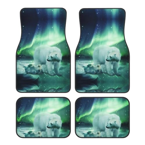 Alfombrillas para coche Northern Lights acabado premium de alta calidad con osos polares
