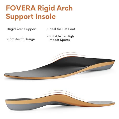 Image of FOVERA Rigid Arch Support Insole for Flat Feet - Orthotic Shoe Inserts for Plantar Fasciitis, Heel Spurs, High Arch, Foot Pain & Enhanced Stability, Trimmable Shoe Soles (XS, Women's 5-6.5 UK)