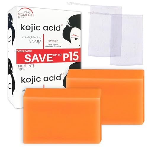 2 Pcs Savon à l'acide Kojique, Kojic Acid Soap, Skin Lightening Kojic Acid Savon, Élimine l'acné noire et éclaircit les taches de rousseur, Hydrater et...