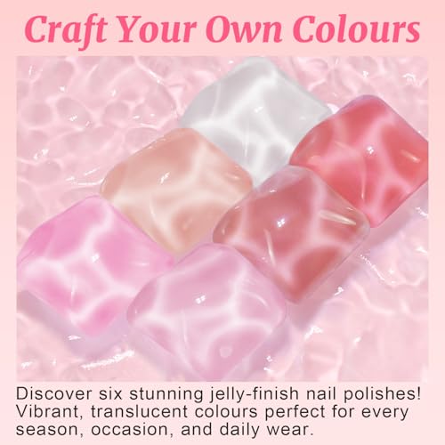 Esmaltes de uñas gel Jelly Nude Pink set 6 colores miniatura 4