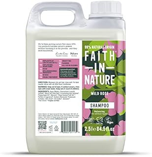 Faith In Nature Natural Wild Rose Shampoo, Restoring, Vegan & Cruelty Free, No SLS or Parabens, For Normal to Dry Hair, 2.5L