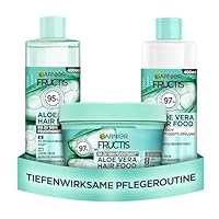 Garnier Fructis Feuchtigkeitsspendendes Haarpflege-Set für normales & trockenes Haar, mit Vitamin- und Lipidkomplex, Aloe Vera Hair Food Shampoo, Spülung, 3in1 Maske (400 ml)
