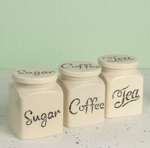 Image of Ceramic Kitchen Storage Jar for Tea, Coffee & Sugar Set of 3 (720 ML)| Airtight Ceramic Canisters with Lids for Tea, Coffee & Sugar| Kitchen Countertop Pantry Containers | Food Storage Jars Set, White