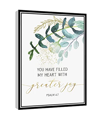 Uxjam Psalm 4 7 Wall Art You Have Filled My Heart With Greater Joy Poster Baptism Gift Canvas Wall Art For Home Office Framed Ready to Hang 8"x12"