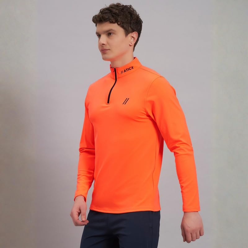 Image of ATICX Polyester Full Sleeve Compression High Turtle Neck Sports Jersey T Shirt for Men - Quick Dry Fit Gym Workout Top for Running, Swimming, Training, Cycling, Football, Badminton