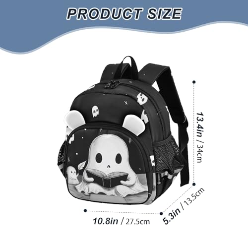 Ghost Kids Backpack with Ears Reflective Strip for Boys Girls Elementary School Bag Removable Chest Strap2