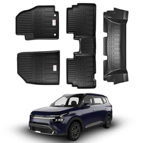 Image of Car Floor Mat for Carens (2022 Onwards) Custom Fit, Heavy Duty & Anti-Slip 3D TPE Floor Mat | Easy to Clean, All Weather Resistant, Waterproof & Dustproof Car Foot Mat for Carens