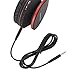 PowerLocus Wireless Bluetooth Over-Ear Stereo Foldable Headphones, Wired Headsets Rechargeable with Built-in Microphone for iPhone, Samsung, LG, iPad (Black/Red)