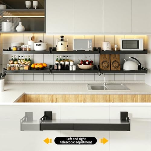 Étagère micro-ondes murale réglable et extensible pour optimiser la cuisine - 3