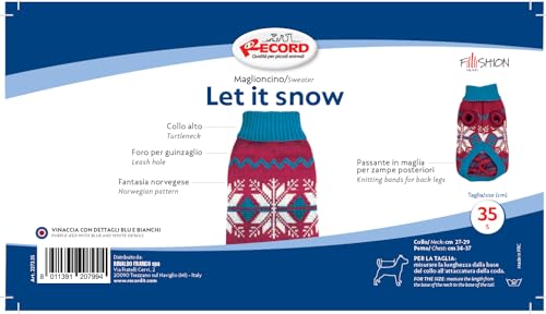 Record - Let it Snow Warm Dog Sweater Christmas Sweater with Turtleneck with Norwegian Winter Pattern, Leash Hole and Machine Washable - Image 3