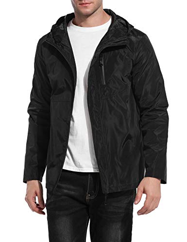 JINIDU Men's Hooded Sportswear Windbreaker Outdoor Breathable Windproof Rain Jacket