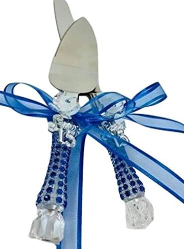 Sweet 15 cumpleaños Quinceañera Cake Knife Server Royal Blue Set