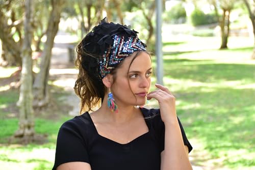 Royal Dusk Ruffle Bandana, Headband Tichel, Chemo Hair Snood, Head Scarf, Head Covering, Jewish Headcovering, Scarf, Hat Bandana3