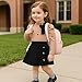 TITKKOP Toddler Girl Plaid Outfits Fall Winter Dress Knit Ribbed Bow Sweatshirt Tops and Button Fashion Skirts Set（beige+black,6Y