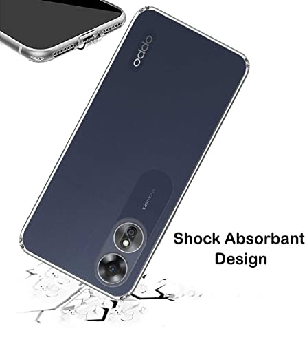 Image of Transparent Soft Silicone TPU Flexible Back Cover Compatible with Oppo A17 and Screen Guard