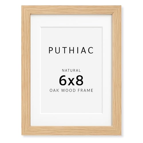 6x8 Oak Wood Picture Frame - Minimalist 6x8 Picture Frame, 6"x8" Frame Wood, Natural Solid Wooden Picture Frames for Wall Art Photo and Prints(1 Pack, Beige)