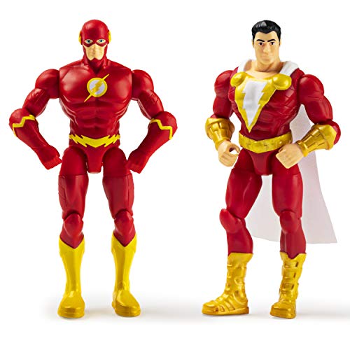 DC Comics, 4-Inch THE FLASH and SHAZAM Action Figure 2-Pack with 6 Mystery Accessories, Adventure 1