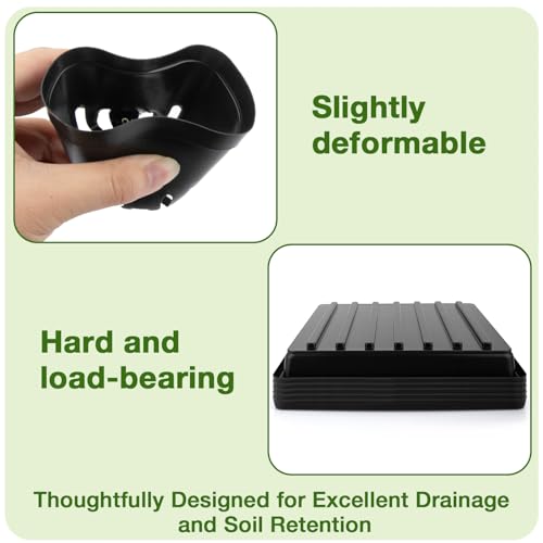 Mlhezy 80Pcs 2.5inch Square Nursery Pots with 5Pcs Seed Starting Trays, Seed Starter Tray Kit, Seeds Starting Germination, Seeding Pots with Drain Holes, Small Plant Nursery Propagation - Image 4
