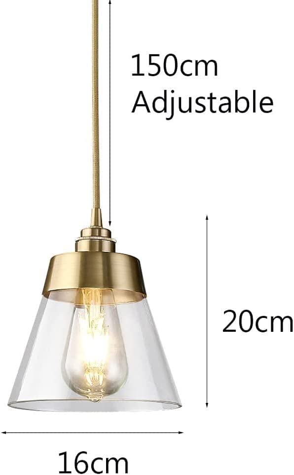 Lámpara colgante de latón cepillado dorado MADABO con pantalla de vidrio transparente 7